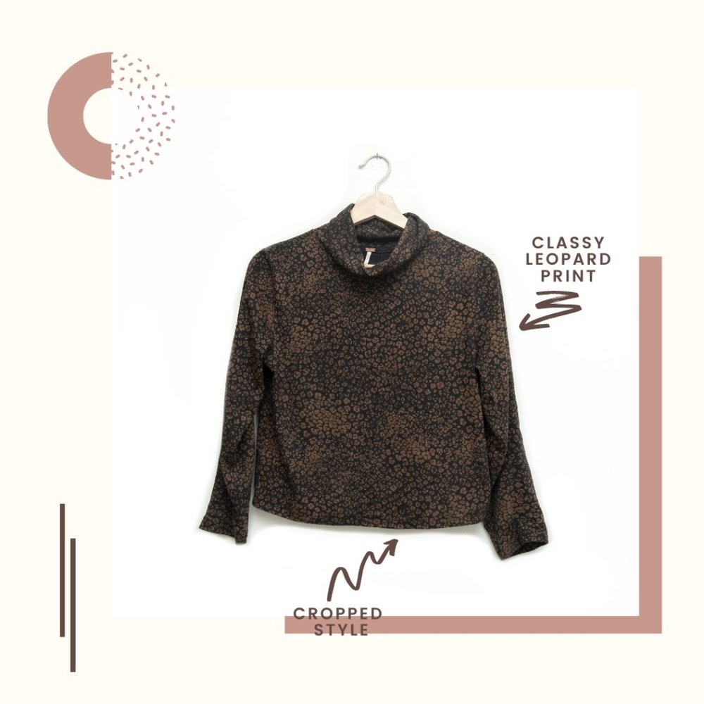 Free People Leopard Print Long Sleeves Top